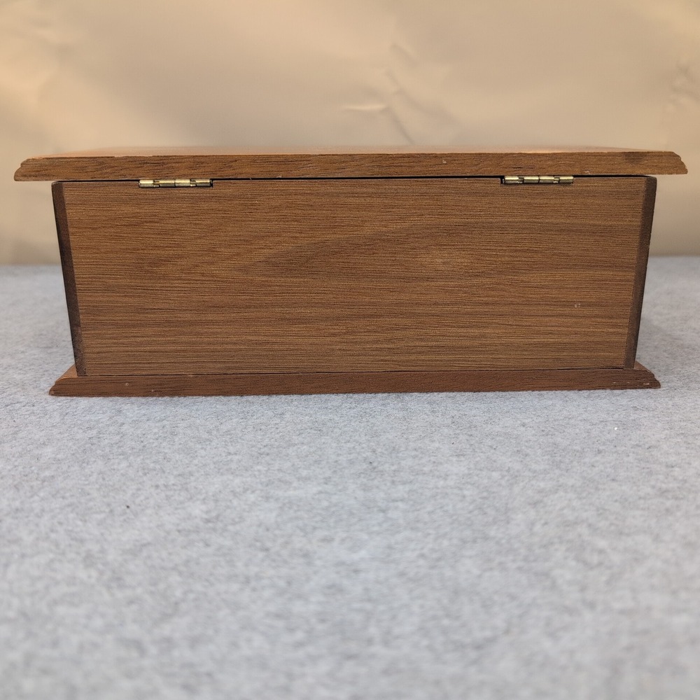 Vintage Wood Jewelry Box Organizer Two Drawer Ring Holder Ornate Pulls 10" Wide - Picture 6 of 8